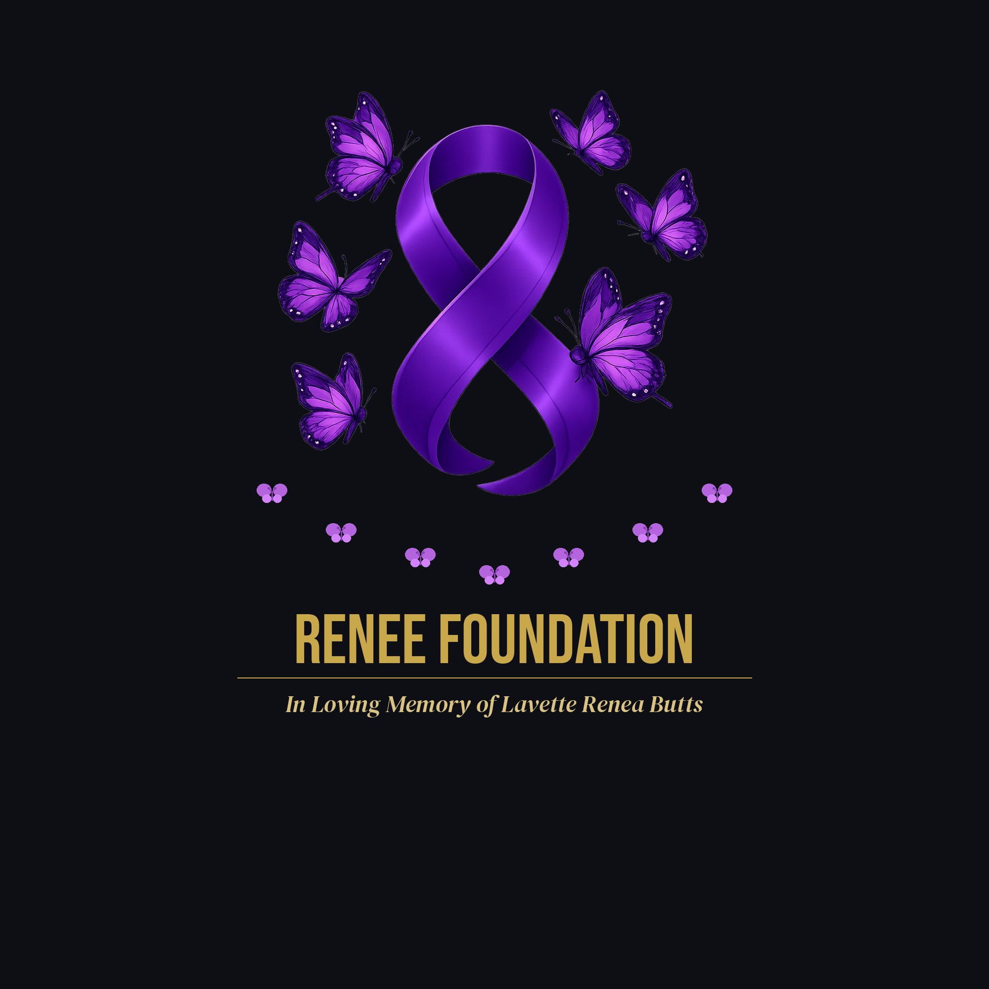 RENEE Foundation Logo — purple ribbon with butterflies